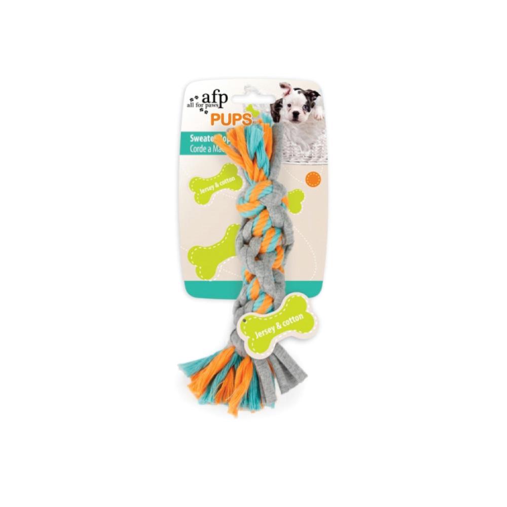 Puppy Chew Rope Toy - Dog Knotted Braided Rag Cotton Jersey Teething